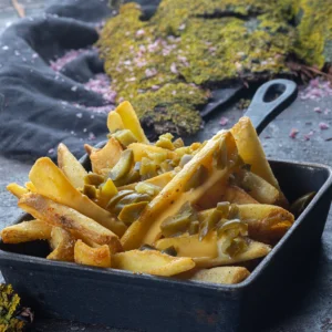 French fries with cheddar and jalapenos